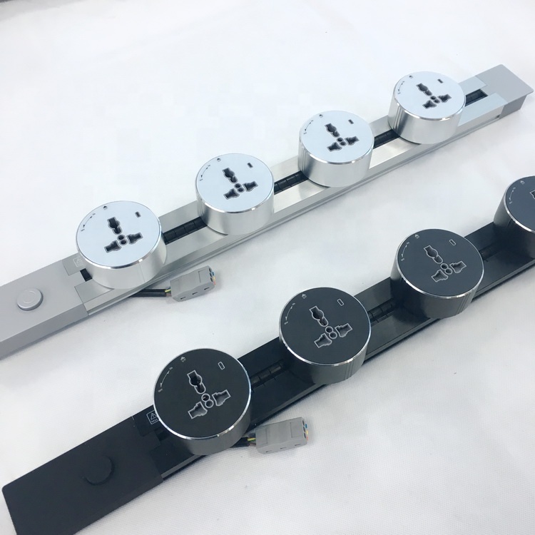 Aluminum Wall Track Socket Embedded Orbital EU Movable Modular Power Track Socket Desktop Electrical Socket Track with USB CE
