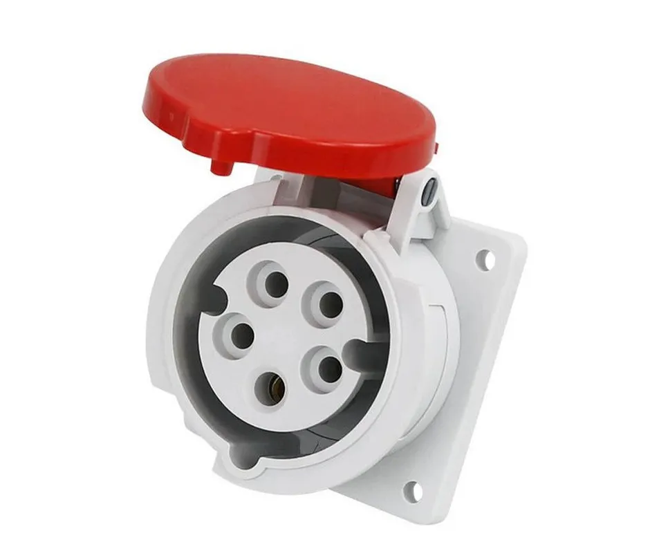 Flush-Mounted Straight Socket for Industrial Power Solutions - CE Approved