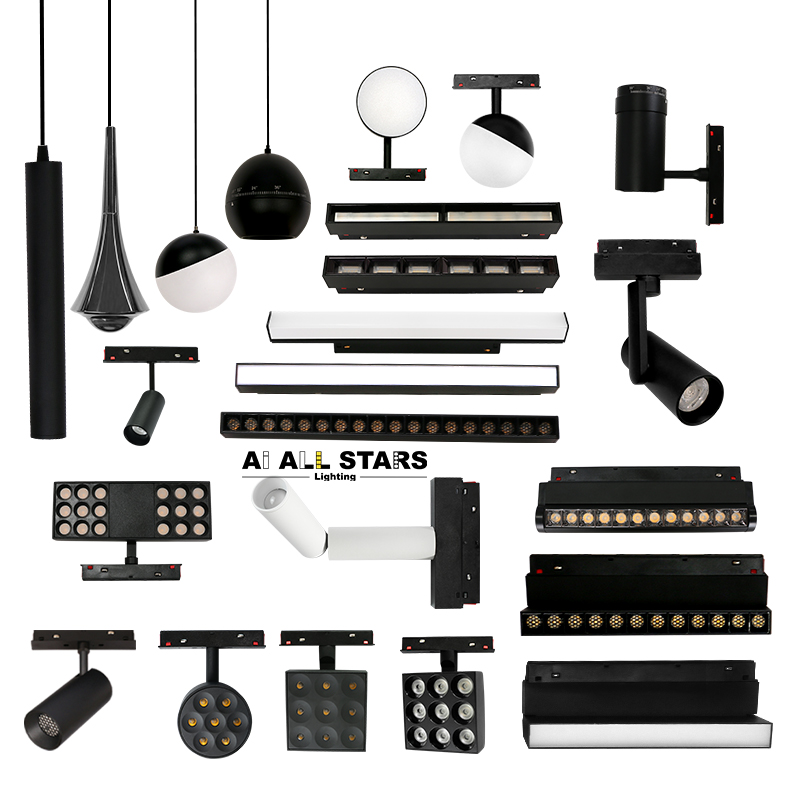 DC48V Linear Spotlight Ceiling Surface Recessed Hanging Magnet Track Light Magnetic Track Light System LED Track Light Rail