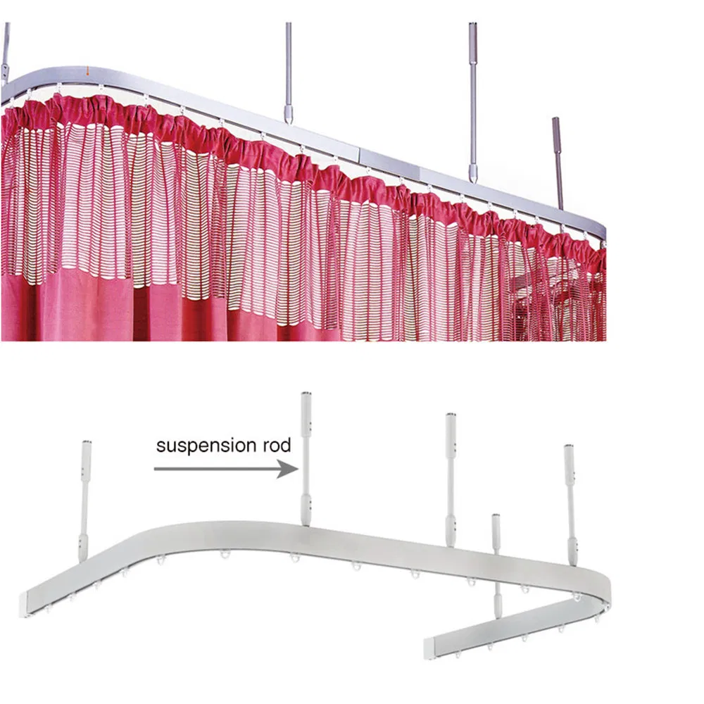 Aluminum Hospital Curtain Profile Rail Hardware Part Ceiling Mount Bendable Track