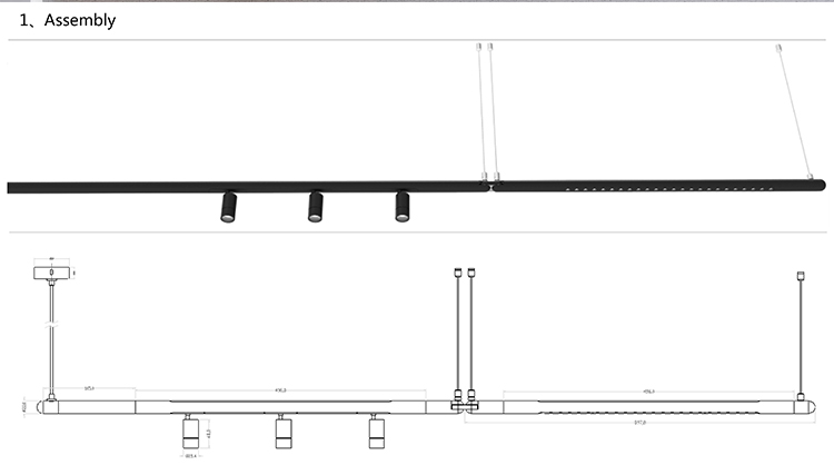 Nordic Minimalist Linear Pendant Track Light Simple Design Black Tube LED Indoor Use for High Ceiling House Staircase or Villa
