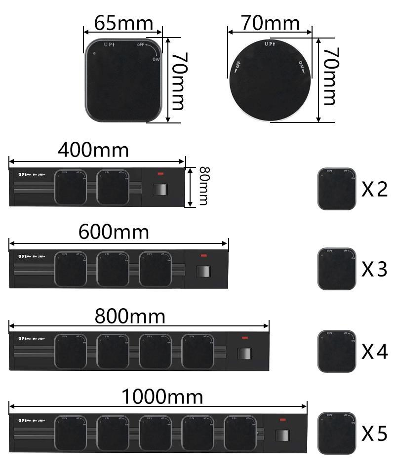 Surface and Recessed track dimensions