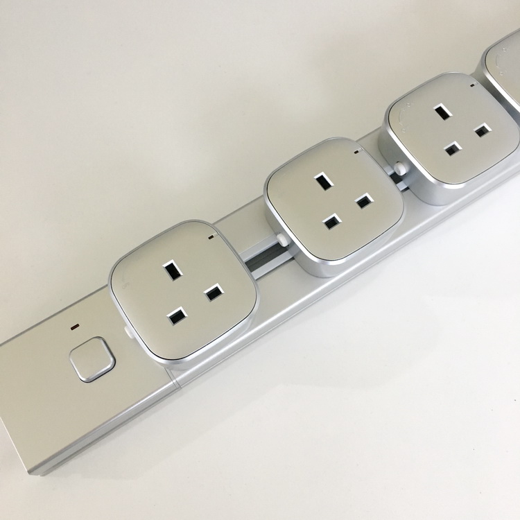 Aluminum Wall Track Socket Embedded Orbital EU Movable Modular Power Track Socket Desktop Electrical Socket Track with USB CE