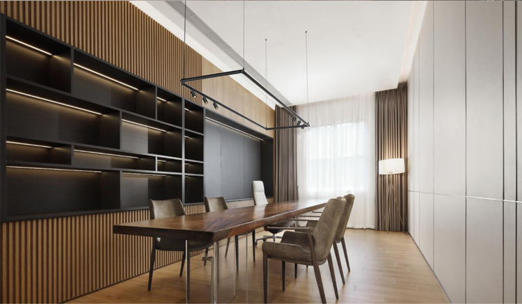 Nordic Minimalist Linear Pendant Track Light Simple Design Black Tube LED Indoor Use for High Ceiling House Staircase or Villa