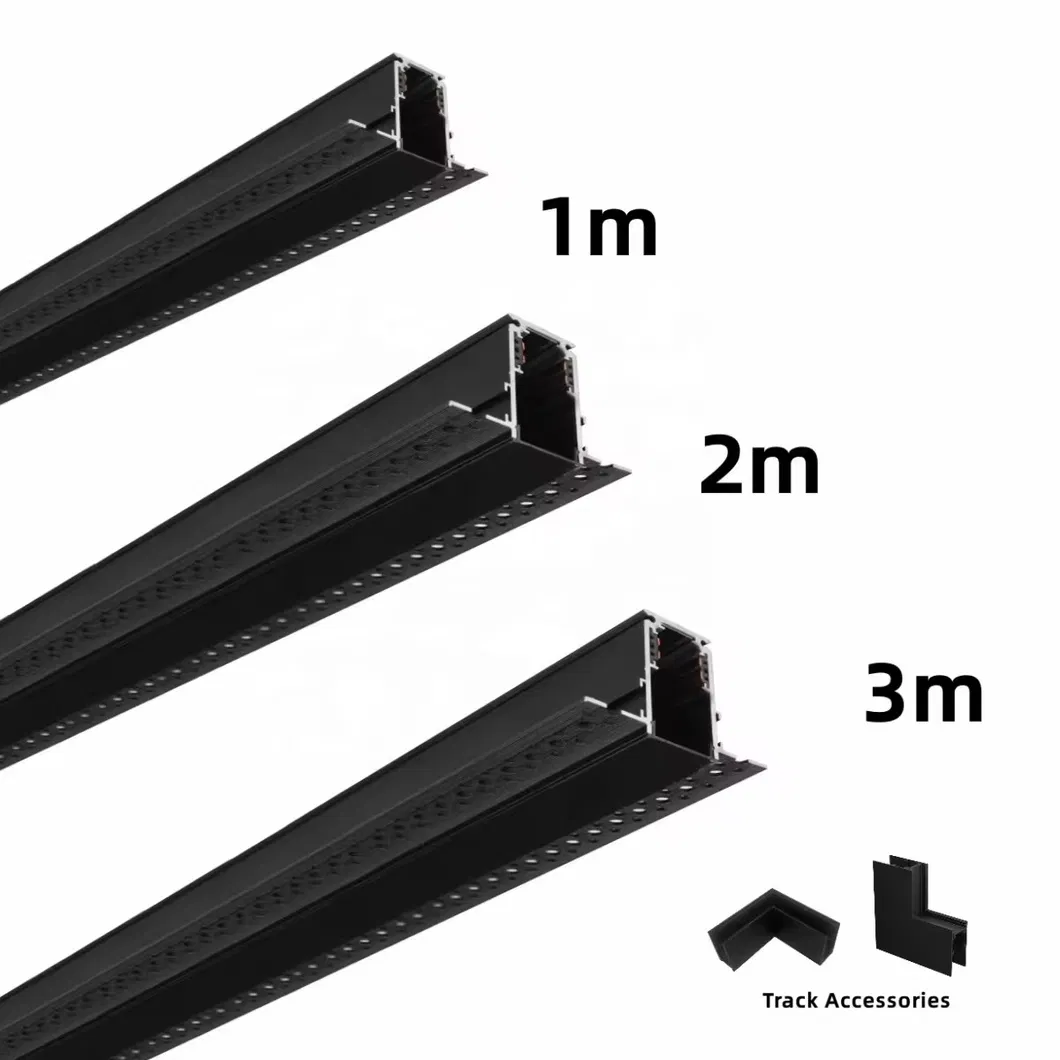 Recessed Mounting Black 2wire Magnet Track Rail System Linear LED Track Light