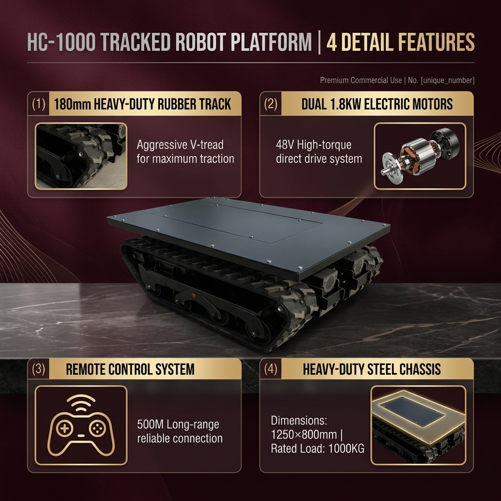 Heavy Duty Electric Crawler Chassis Customizable 1 Ton 2 Ton 5 Ton Rubber Track Platform For Construction