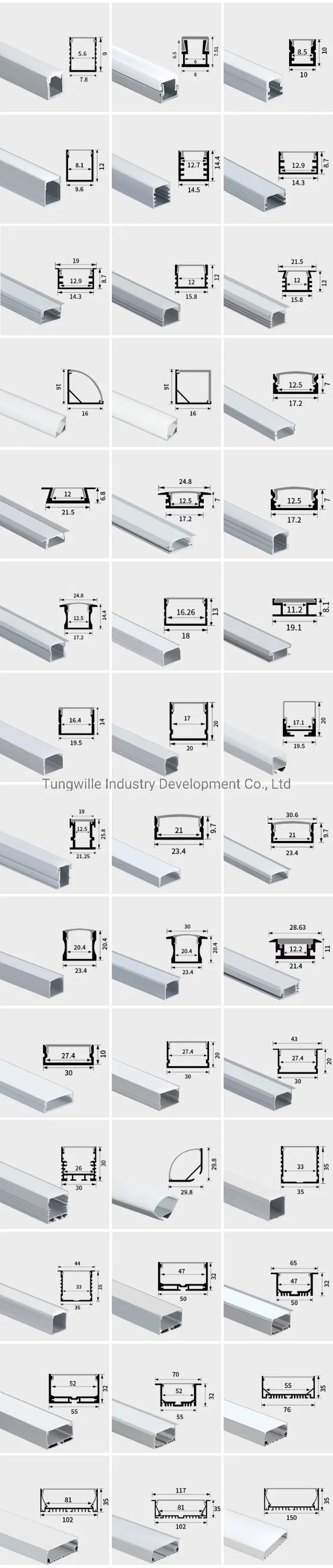 Kitchen Cabinet 30mm Wide Aluminium Track LED Lighting Extrusion Hollow Profiles for Ceiling Decoration Heat Sink