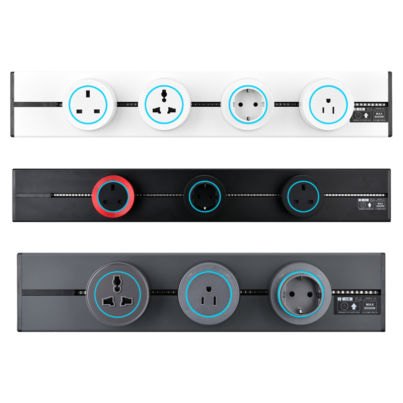 Aluminum Wall Track Socket Recessed Track EU Removable Modular Power Rail Plug System Desktop Power Socket