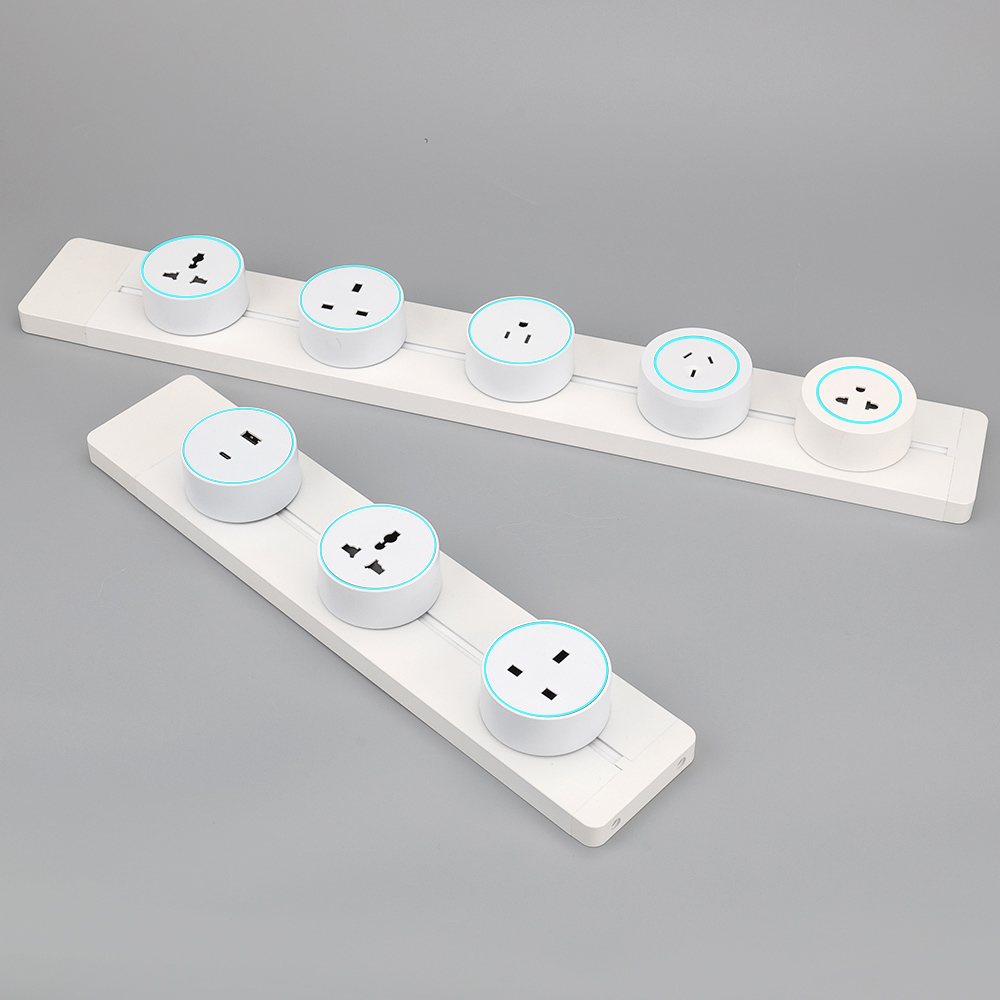 80cm Commercial Power Track System Professional Heavy Duty Electrical Rail for Restaurant Workshop 5 Multi-Plug Adapters