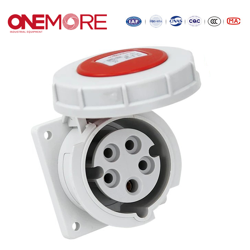 Industrial Power Socket Flush-Mounted Straight Socket with CE Certification