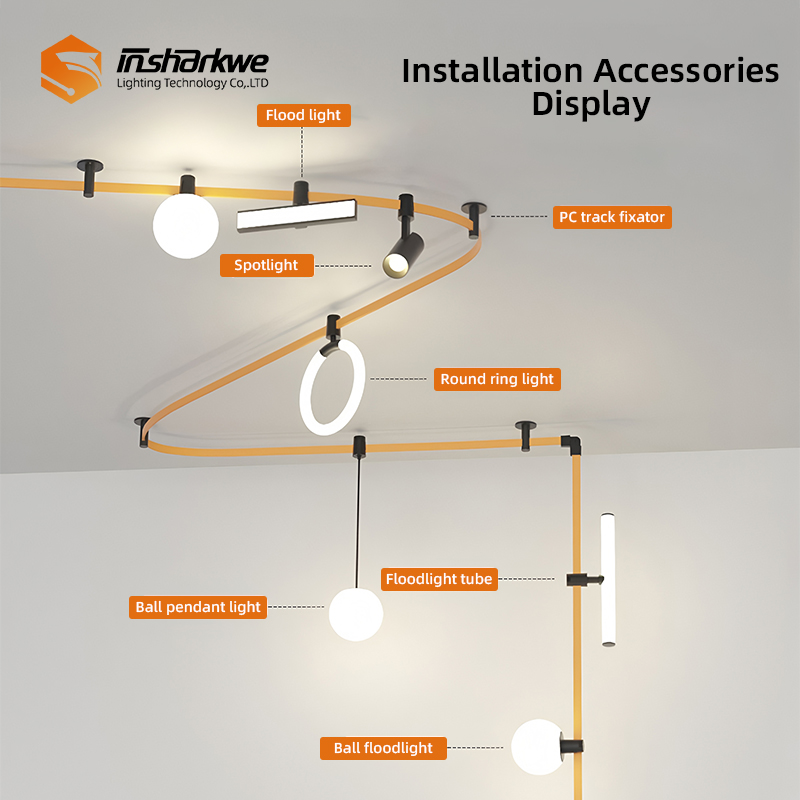 Commercial Home Ceiling Mounted Curve Bendable Track Linear Light 48V Tuya Zigbee Curve Flexible Rail Track Belt Rail Lighting