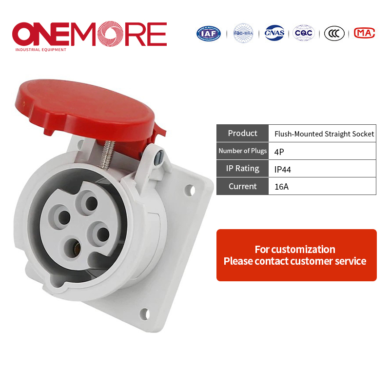 Industrial Power Socket - Flush-Mounted Straight Socket with IEC 60309 Standard