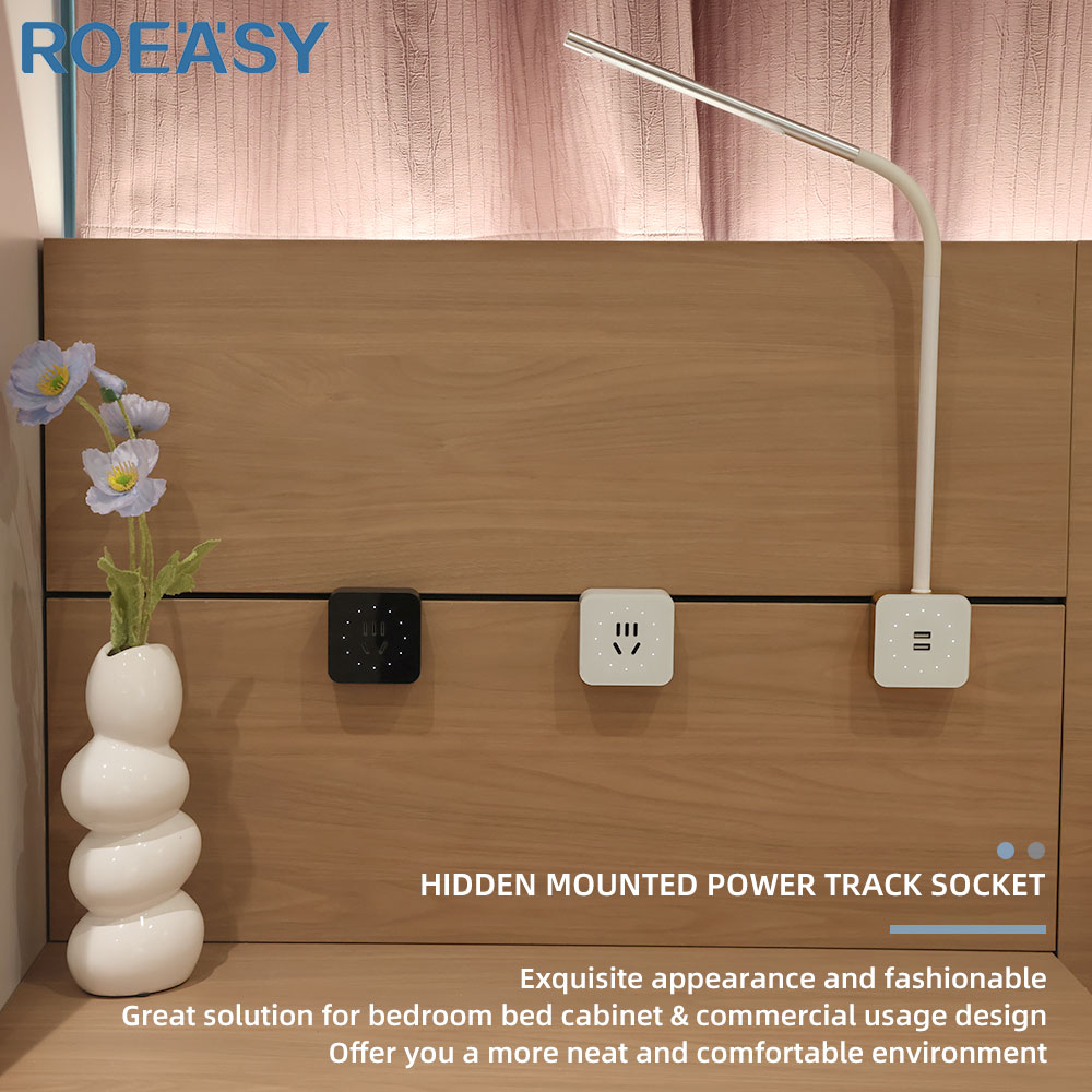 ROEASY Desktop Track Power Movable Socket Office Tabletop Smart Hidden Rail Track Outlet Multi Track Electrical Power Socket