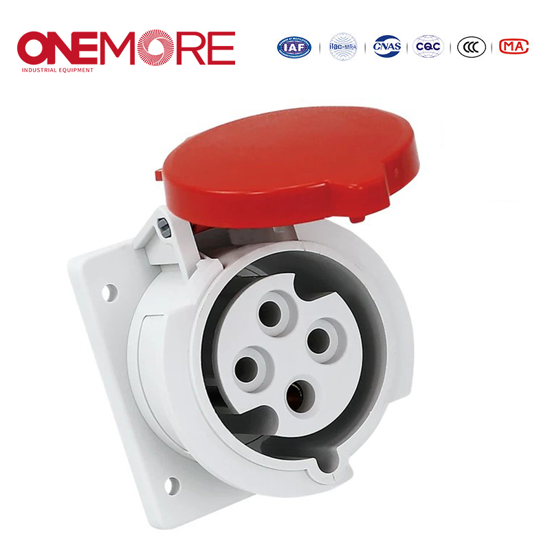 Industrial Power Socket: Flush-Mounted Straight Socket for Wall Use