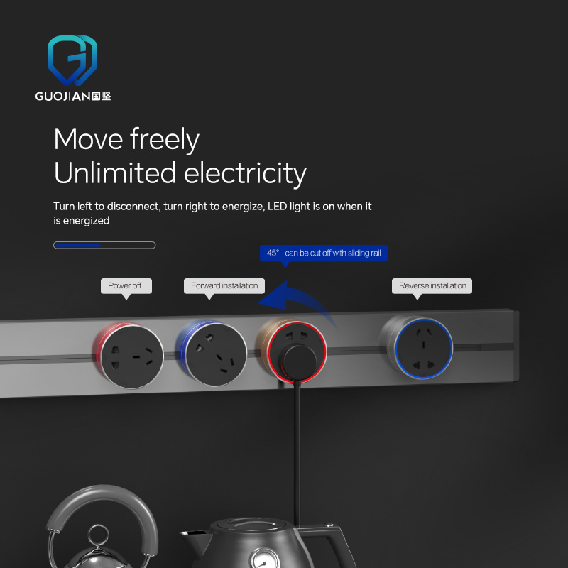 New Item Recessed Installation Multifunction Rail Movable Switched Power Track Socket Wall Tabletop With USB Switch Adapter