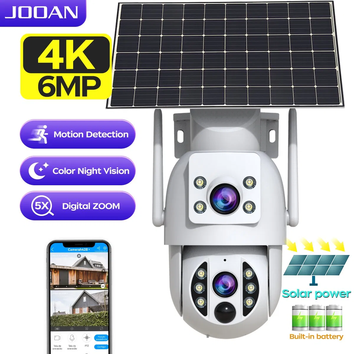 Advanced Outdoor Dual-Lens PTZ Security Camera with Solar Power