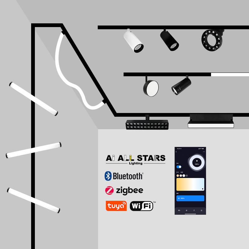 DC48V Linear Spotlight Ceiling Surface Recessed Hanging Magnet Track Light Magnetic Track Light System LED Track Light Rail