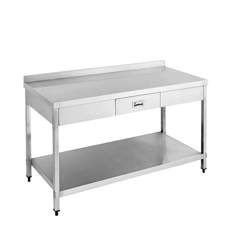 S003 Stainless Steel Working Tables Commercial Kitchen With Splashback