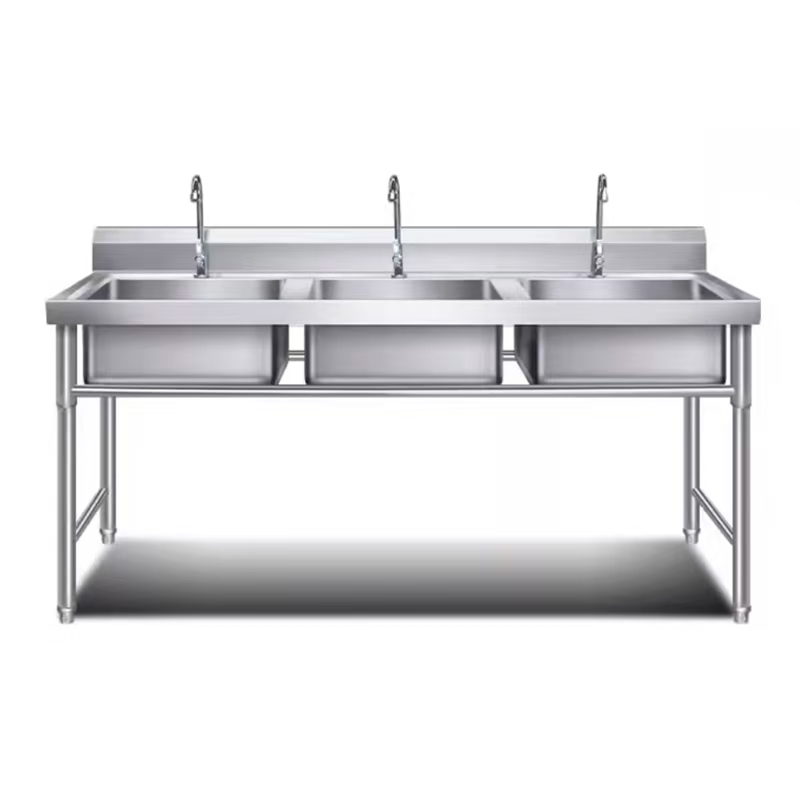 CFT Restaurant Kitchen Equipment Free Stand Hand Wash Stainless Steel Sink Bench Double with Splashback