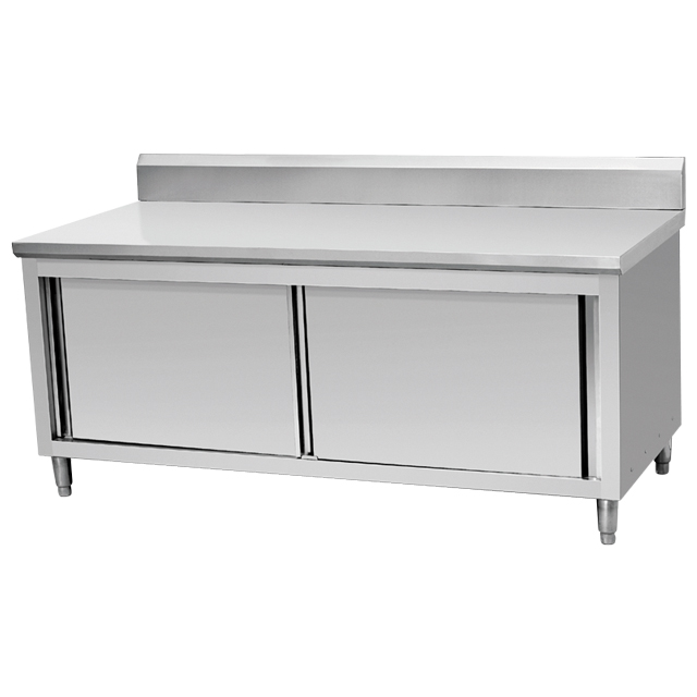 Professional Waterproof Commercial Kitchen Stainless Steel Cupboard Sliding Door With Back Splash Kitchen Cabinet