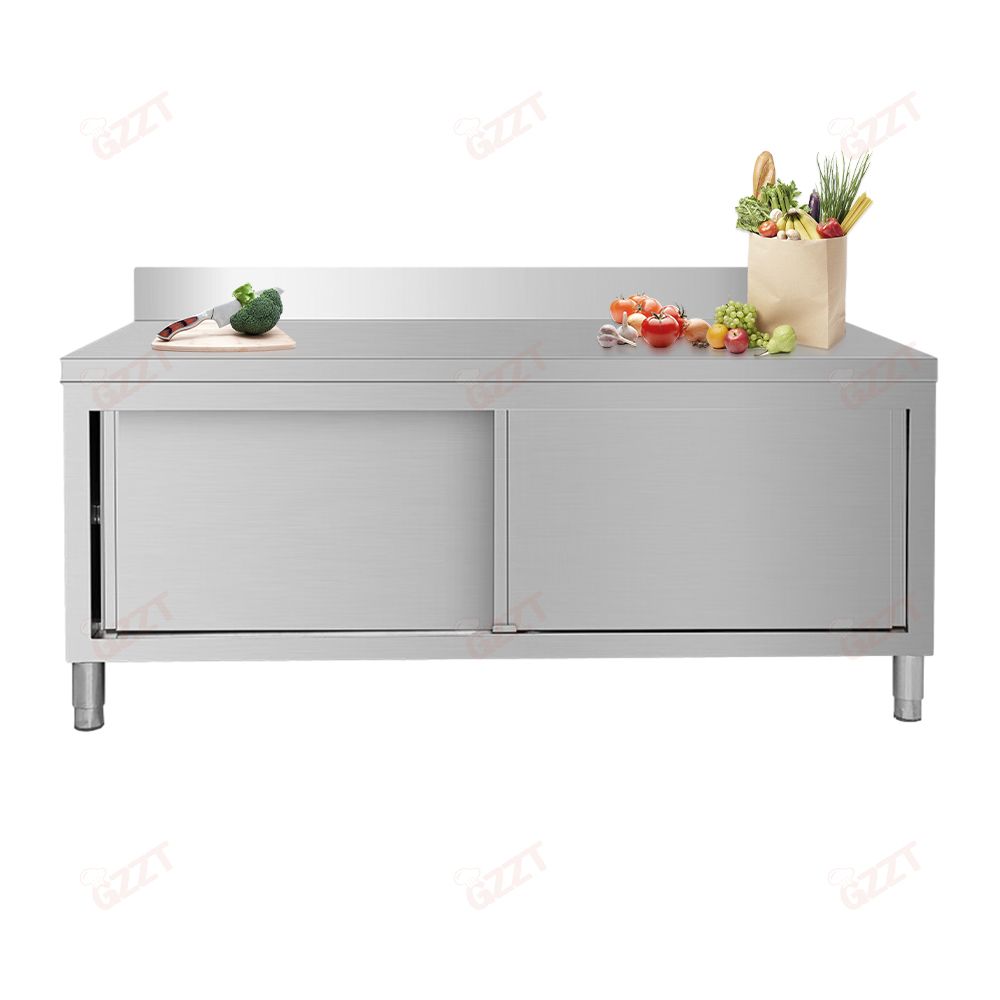 High Quality Multifunctional Kitchen Industrial Commercial 201 304 Stainless Steel Work Table Cabinet Counter With Splashback