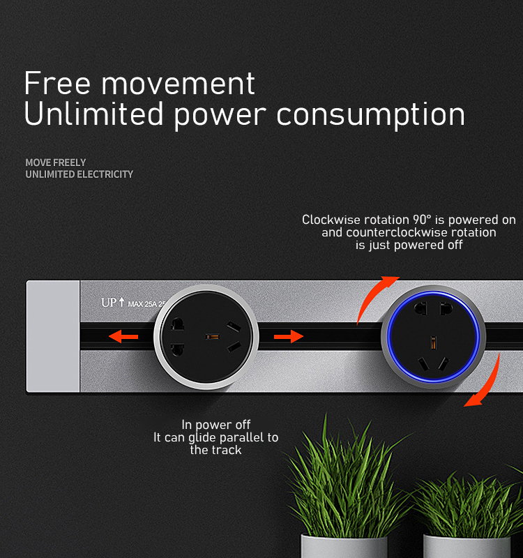 KLASS Smart 32A Socket Track 8000W Power Track with Smart Socket Wall Mounted Track Electrical Power Socket White Black