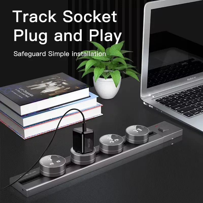 Multi Functional Smart Office Kitchen Desk Power Rail Track System Electric Outlet