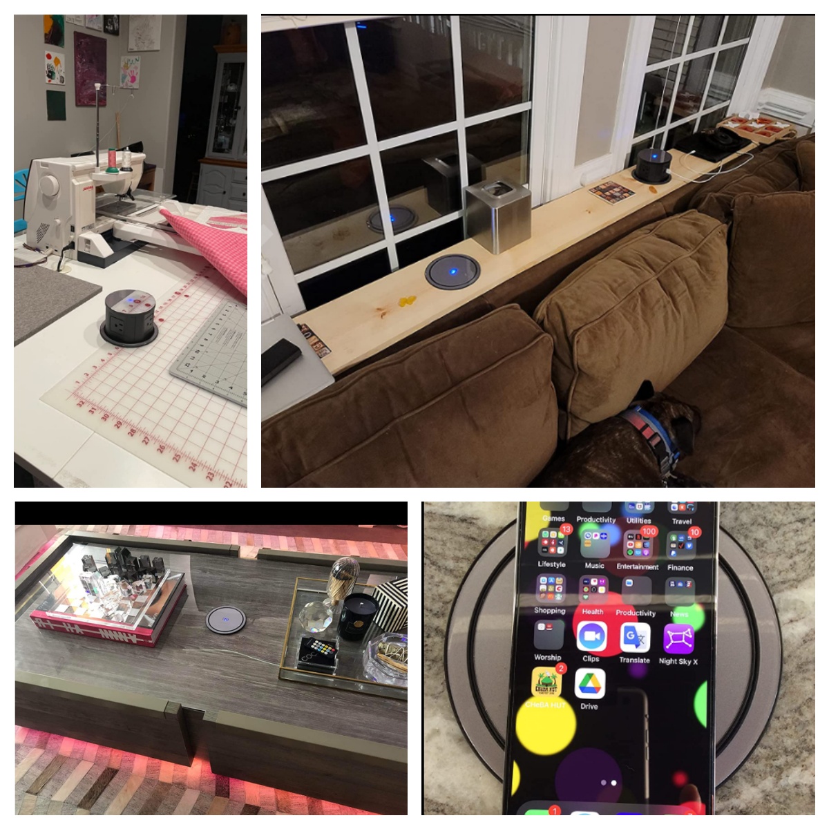 Smart Automatic Motorized Pop Up Socket With Wireless Charging USB-C Pd Kitchen Power Strip Tower For Conference Table Office
