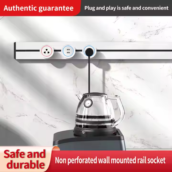 Removable Modular Power Rail Plug System Desktop Electrical Socket Panel Recessed Track Wall Track Socket