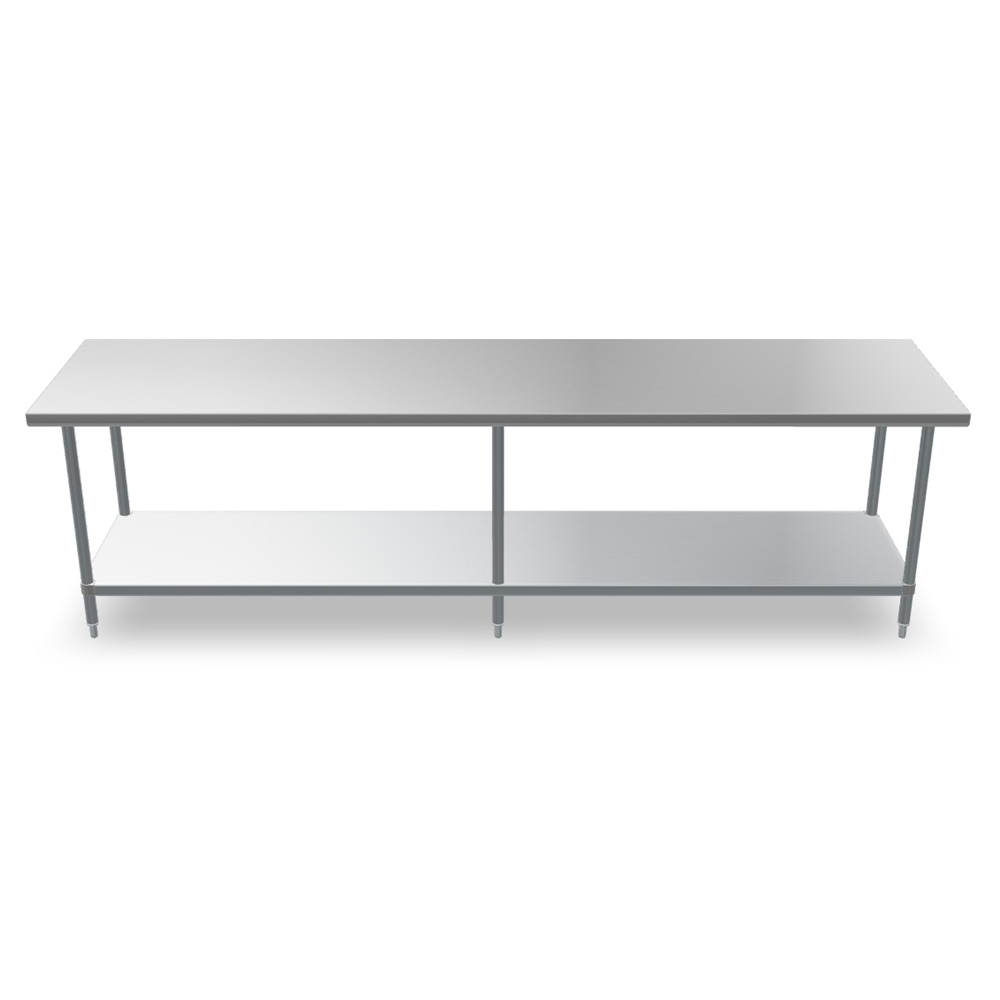 Customized American-Style Kitchen Worktable Stainless Steel Workbench with Square Leg Splashback Kitchen Equipment