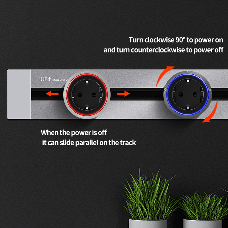 Multi-Functional Smart Office Desk Power Rail Track System Hidden Flexible Track Socket with UK/US Plug Standard Wall Socket