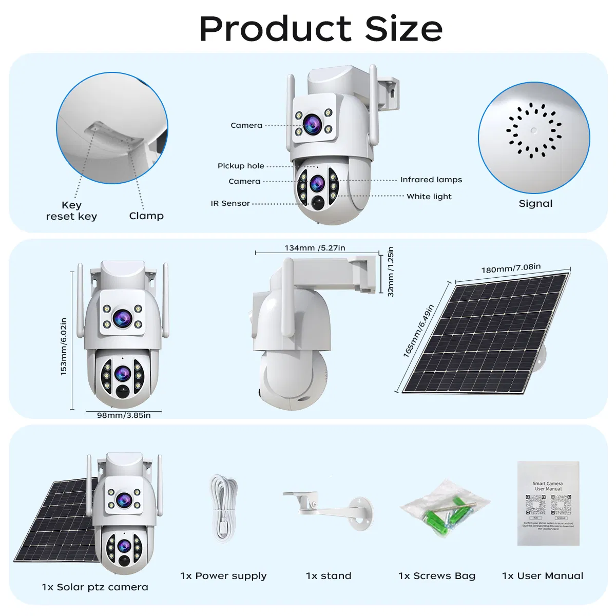 Advanced Outdoor Dual-Lens PTZ Security Camera with Solar Power