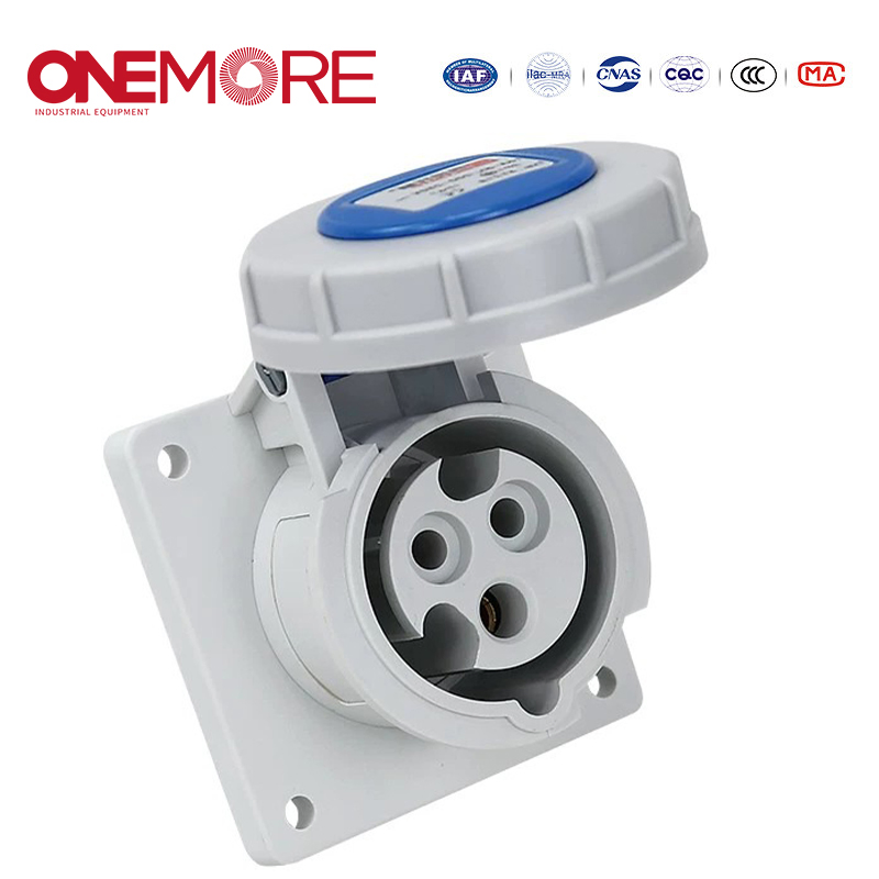 Flush-Mounted Straight Socket for Reliable Industrial Power Connections