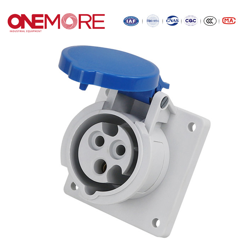 Durable Flush-Mounted Straight Socket for Industrial Power Applications