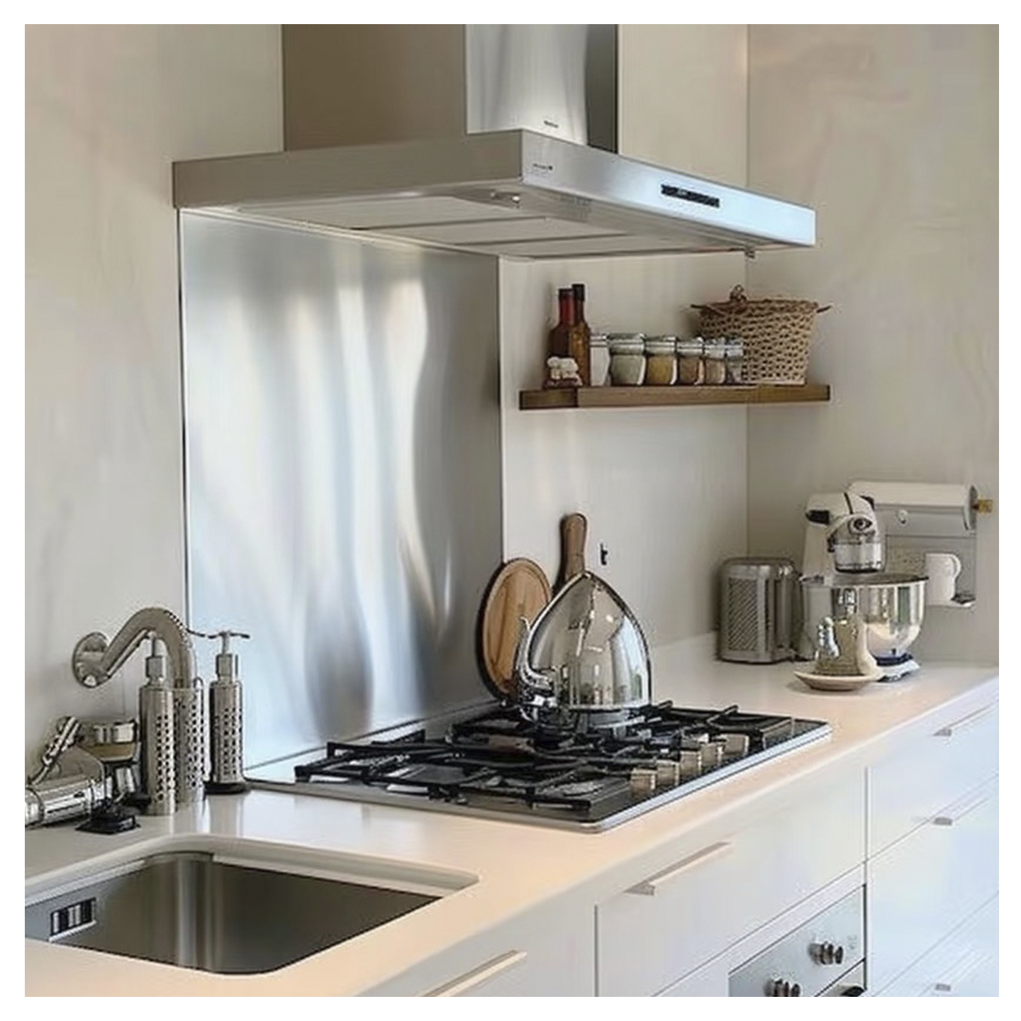 Brushed102 Satin Grain Hairline Stainless Steel Wall Splashback for Cooking Area