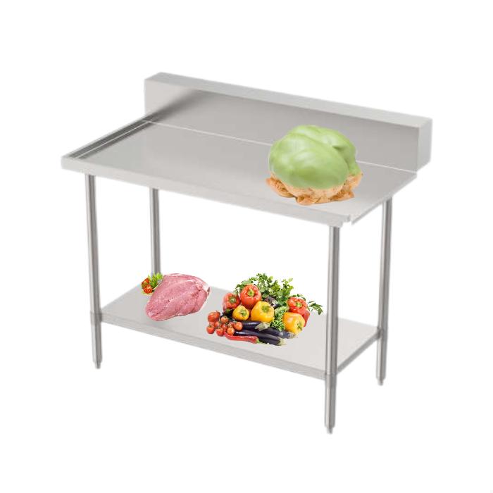 SUNMAX Kitchen Stainless Steel Pentagon Corner Working Table with Splashback Worktable Work Table