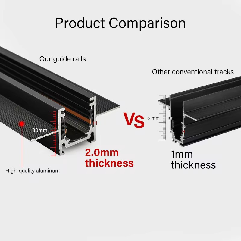 Recessed Mounting Black 2wire Magnet Track Rail System Linear LED Track Light