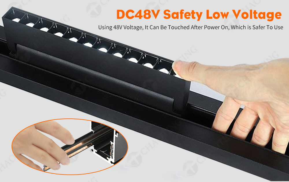 New Design 48V Dc Linear Magnet Rails Ceiling Strip Small Suspended Lighting TUYA Dimmable LED Magnetic Track Lights on a Magnet