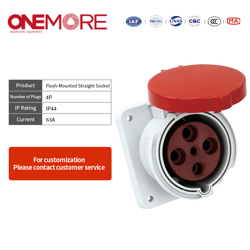 Industrial Power Socket - Flush-Mounted Straight Socket with IEC 60309 Standard