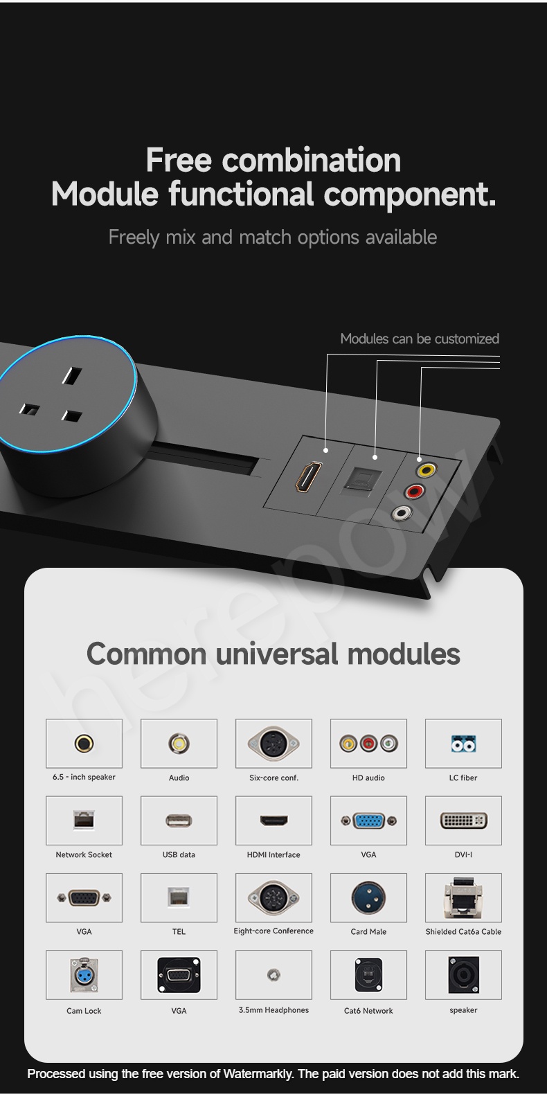 Network Socket Recessed Mount Power Track Desktop Track Electrical Socket