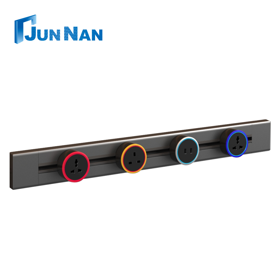 New Home Office Wall Movable Aluminum Alloy Track Socket Power Track System Electric Socket Outlet Universal Adjustable