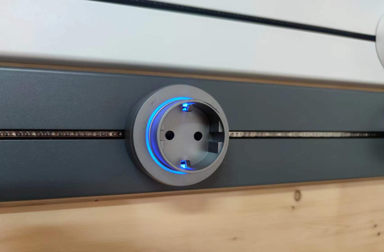 Factory Aluminum Wall Track Socket Embedded Orbital EU Movable Modular Power Rail Plug System Desktop Electrical Outlet Panel