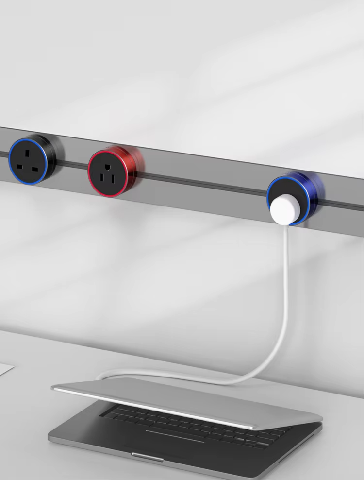 Universal Home Office Desk Power Track System Removable Embedded USB Adapter Electrical Rail Power Wall Track Socket