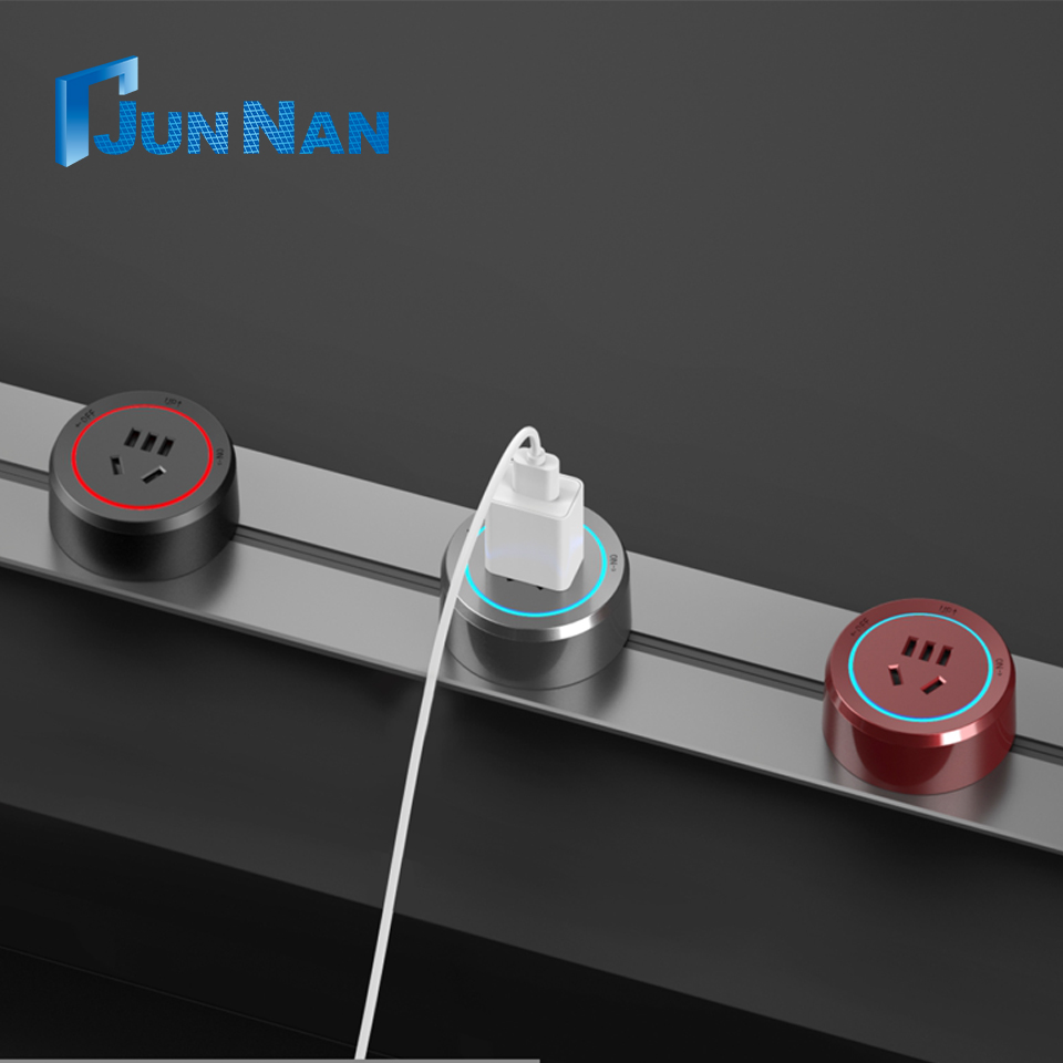 Popular Waterproof Wall-Mounted Rail Socket Furniture Kitchen Track Aluminum Universal Power Track Socket For Kitchen