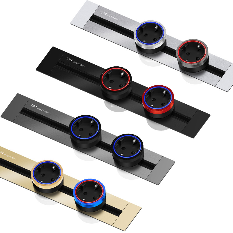 Multi-Functional Smart Office Desk Power Rail Track System Hidden Flexible Track Socket with UK/US Plug Standard Wall Socket