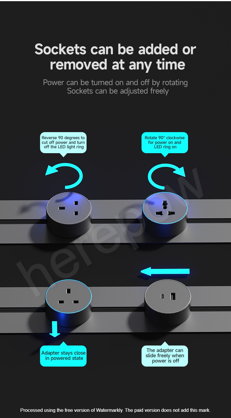 Network Socket Recessed Mount Power Track Desktop Track Electrical Socket