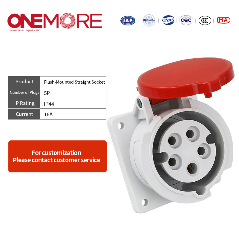 Industrial Power Socket - CE En 60309-1 Compliant Flush-Mounted Design