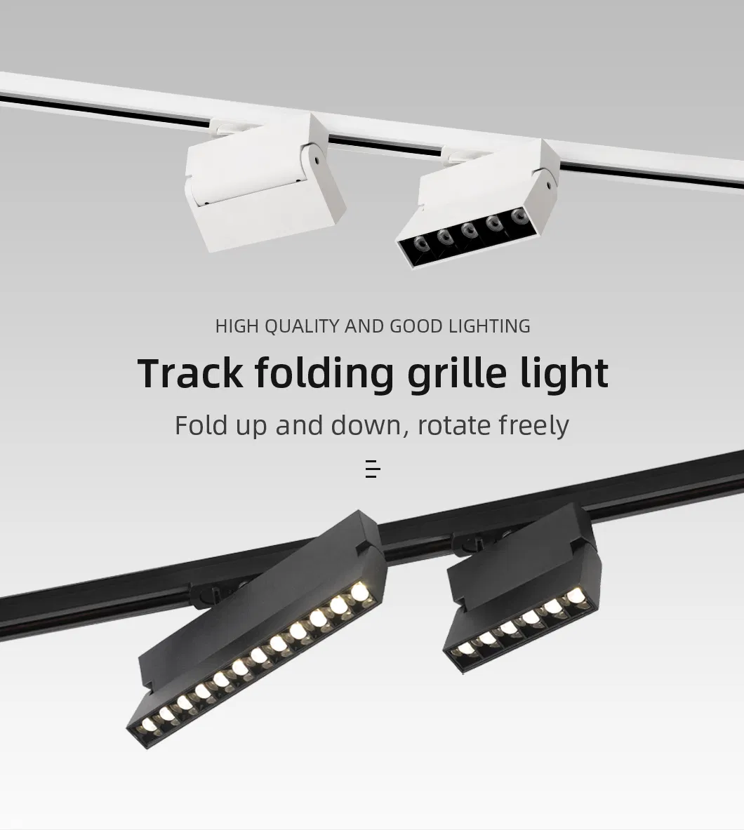 Modern Foldable Recessed Mounted Aluminum Grille Light Track Lighting