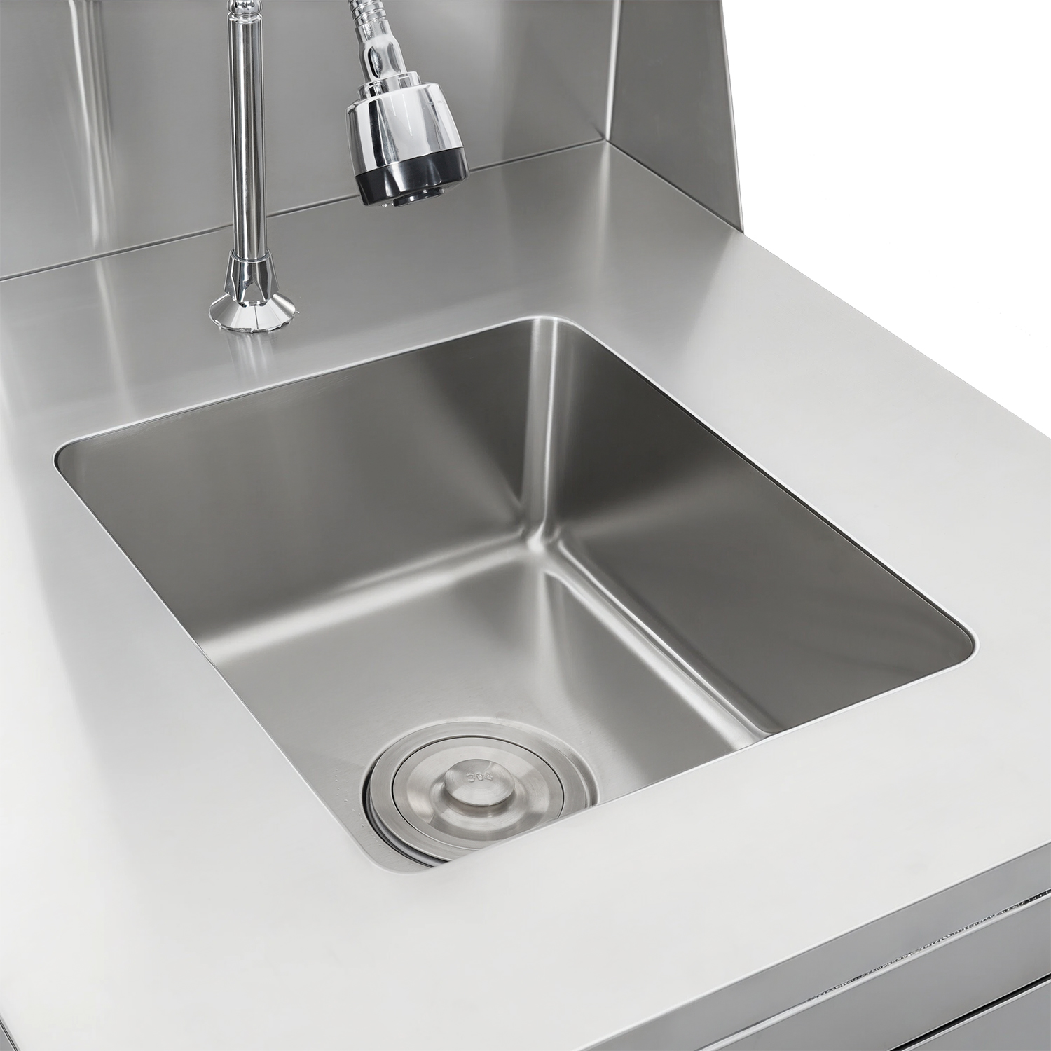 Commercial Kitchen Equipment Stainless Steel Mobile Sink Station with Splashguard Backsplash for Outdoor Catering Events