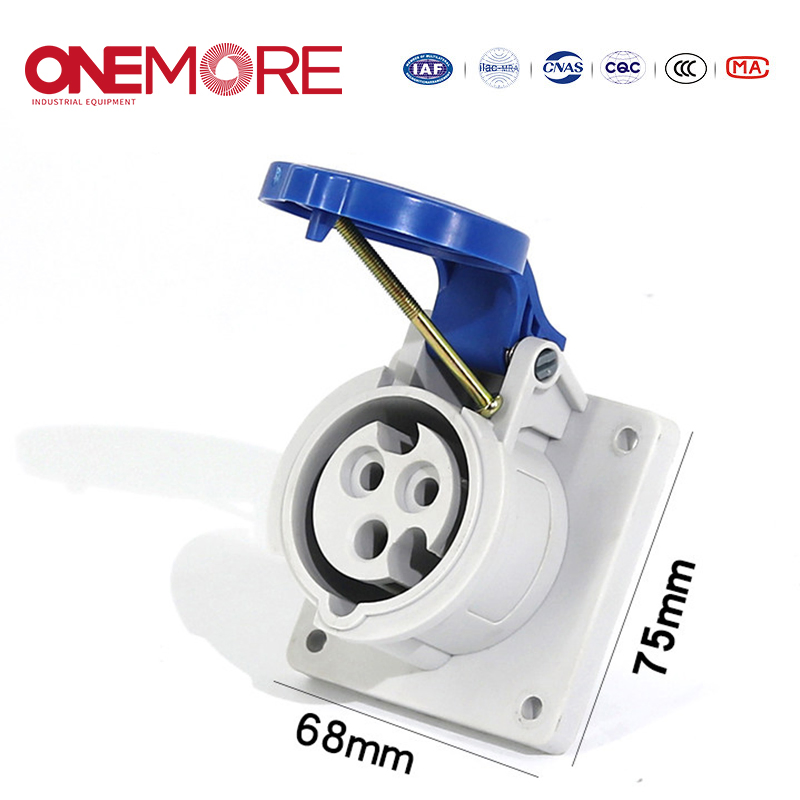 Industrial Power Socket: Flush-Mounted Straight Socket for Wall Use